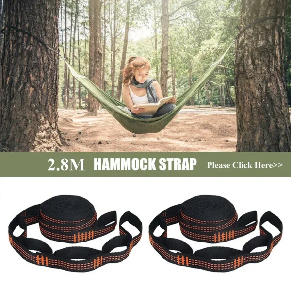 Polyester Straps Reinforced For Outdoor Camping Black Hammock Straps 5 Ring High Load-bearing Barb 2pcs - Image 10