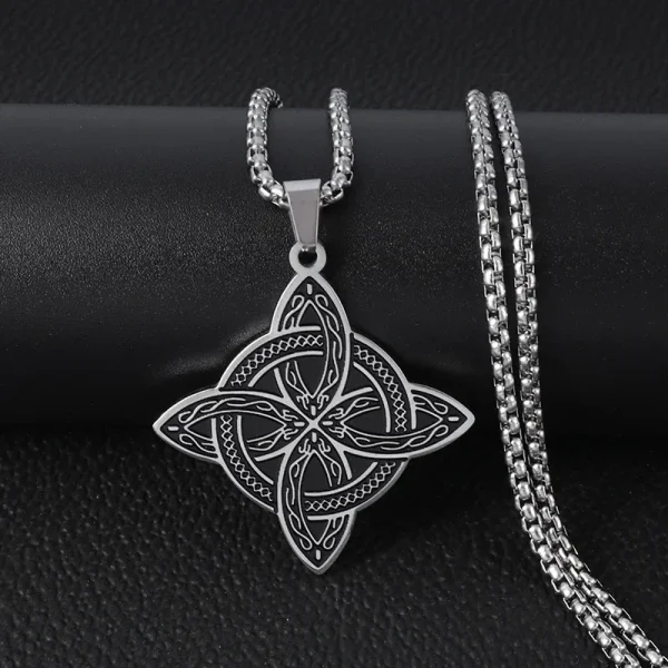 Stainless Steel Irish Witch Knot Celtic Knot Love Cross Key Pendant Necklace Couple Fashion Trend Lucky Amulet Jewelry Gift - Image 9