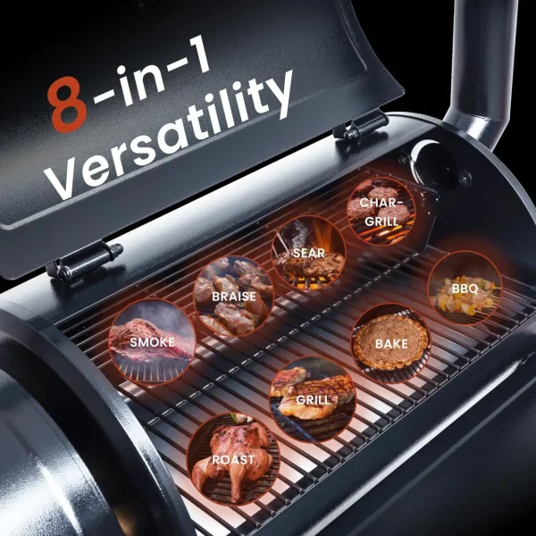 Wood Pellet Grill & Smoker with PID V2.1 Controller, 450 Sq in Cook Area, Meat Probe, 8 in 1 BBQ Grill Outdoor Auto Tem - Image 2