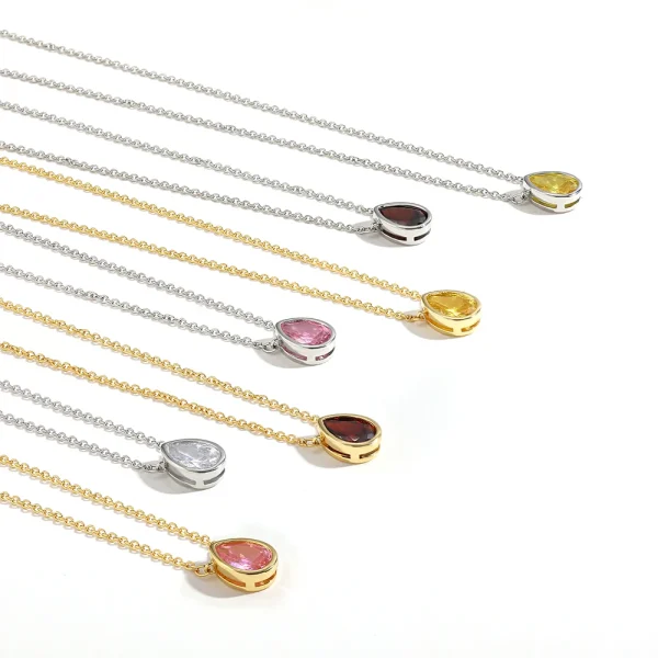 Oct/Nov/Jan/April Birthstone Pendant Necklace for Women Crystal Gold&Silver Color Chain Choker Necklaces Birthday Gift Jewelry