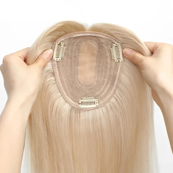 Straight Hair Clip In Human Hair Extension Silk Top Base Topper For Women Toupee Hairpiece Wig 12x13cm Natural Color Top Wig - Image 3