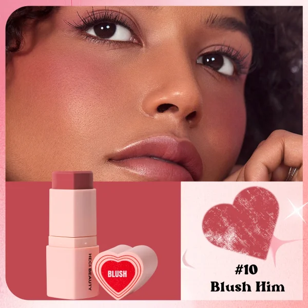 Heart Shape Vegan Creamy Blush Stick Matte Silky Waterproof Pink Blush Cream Makeup Stick High Pigment  3in1 Lip Eye Cheek Tint - Image 11