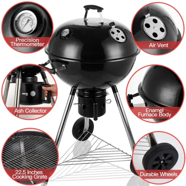 BBQ table Charcoal Grill Portable BBQ Grill Kettle 22.5 inch, Outdoor Grills & Smokers for Patio Backyard Barbecue camping oven - Image 3