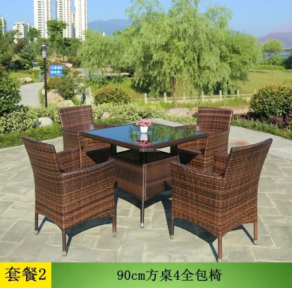 Nordic Rattan Garden Furniture Sets Household Patio Furniture Balcony Outdoor Furniture Leisure Table and Chair Three-piece Set - Image 8