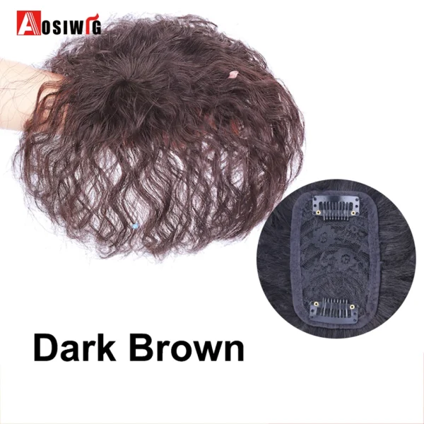 AOSI Synthetic Natural Fake Hairpiece for Men Natural Invisible Topper Closure Hairpiece Suitable For Cover White Hair Loss Hair - Image 31