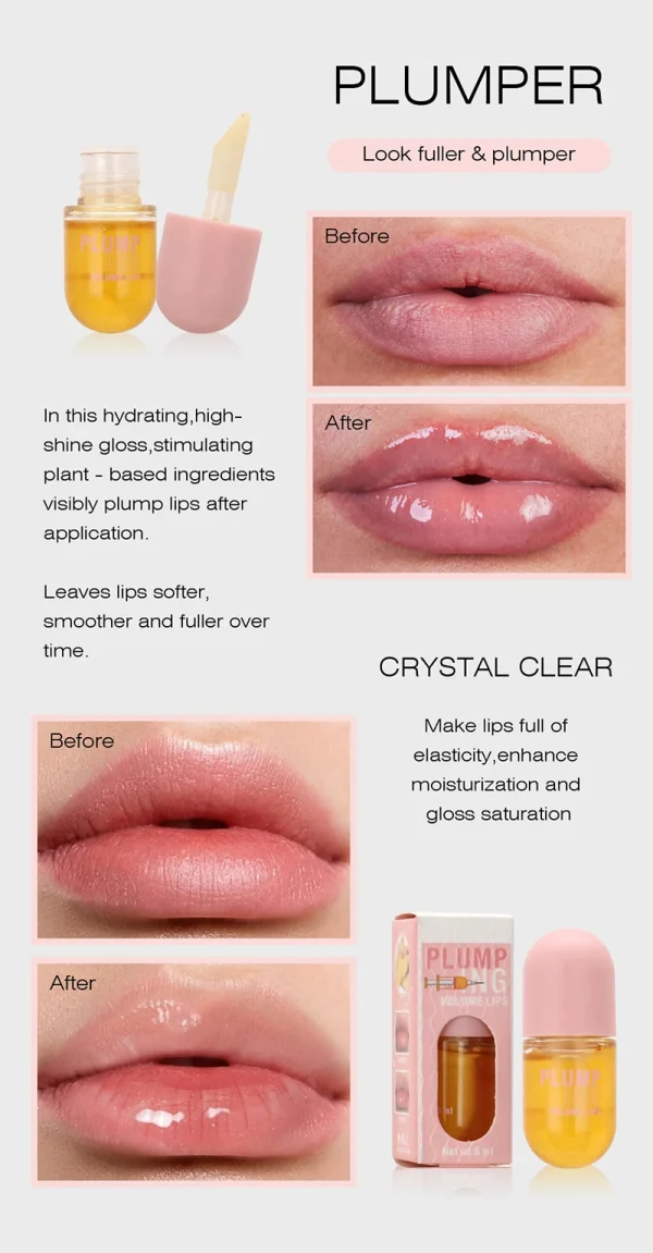 Long Lasting Lip Plumper Oil Instant Volumising Enhancer Collagen Lips Volume Lipgloss Sexy Cosmetic Volume Increases Lip Serum - Image 8