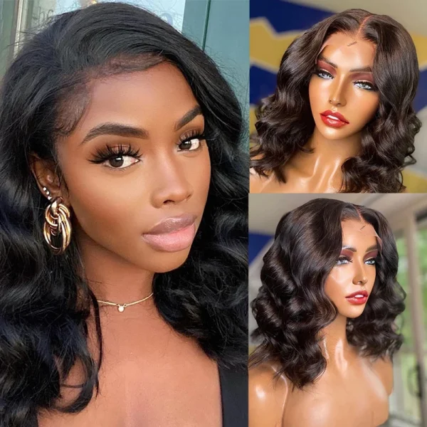 180 Density Short Bob Wigs Body Wave 13x4 Lace Front Wigs Brazilian Lace Frontal Synthetic Hair Wigs For Women Party Cosplay