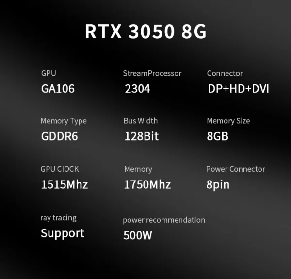 2024 USED RTX3050 8GB GDDR6 128bit Computer Graphics Card RTX 3050 8GB Gaming PC rtx 3070 DP*HDMI -compatible placa de video - Image 15