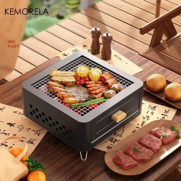 1Set New Outdoor BBQ Camping Stove Brazier Barbecue Grill Stove Tea Cooking Household Carbon Charcoal Stove Heating Brazier - Image 2