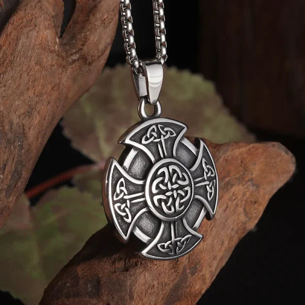 Popular Retro Style Celtic Knot Shield Pendant Necklace Men Women Amulet Hip Hop Punk Personalized Jewelry - Image 3