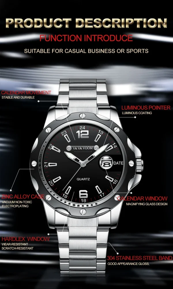 Silver Stainless Steel Men Watches 2023 Luxury Brand Luminous Quartz Military Watch Man Business Waterproof Sport Clock Male New - Image 12