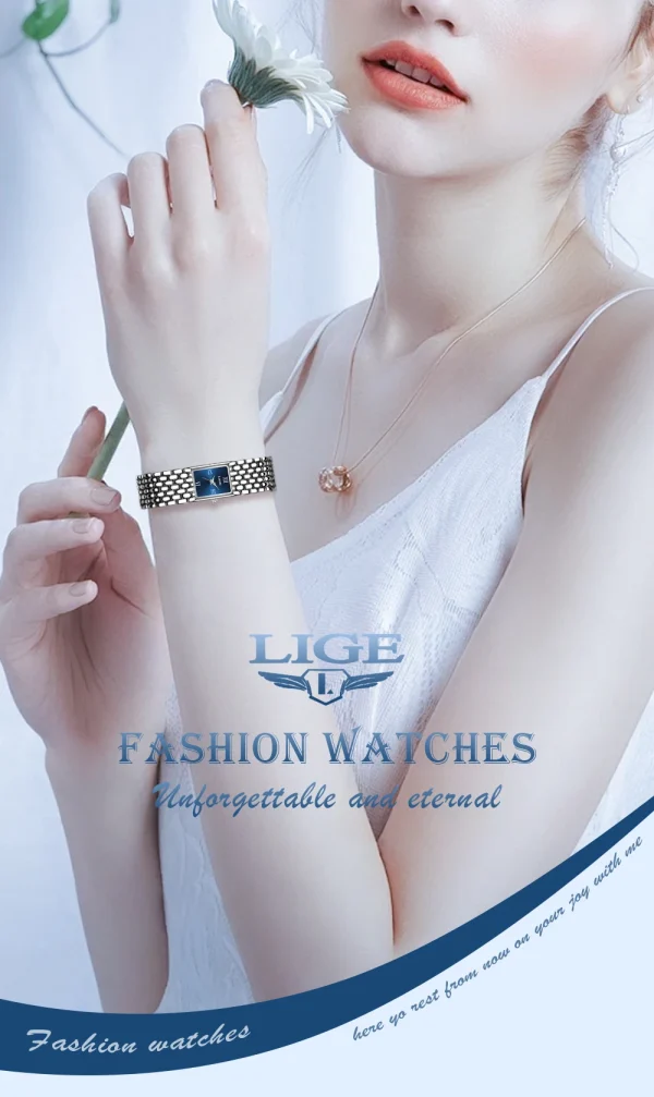 LIGE Elegant Luxury Woman Watch Fashion Casual Square Bracelet Quartz Watches for Women Waterproof Simple Ladies Thin Wristwatch - Image 14