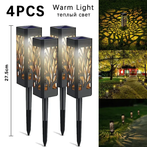 4/6pcs Flickering Flame Lamp Outdoor Solar Torch 12 LED Lights Waterproof Garden Patio RGB Home Christmas Decoration Lantern - Image 12