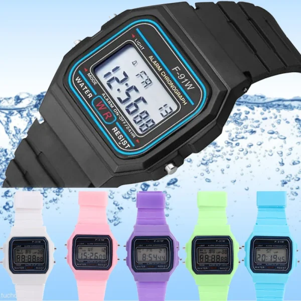 Waterproof Watches Luxury F91W Electronic Watch Men Women Silicone Watchband LED Display Outdoor Student Campus Clock Wristwatch - Image 21