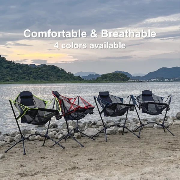 Portable outdoor camping swing rocking chair lightweight durable stable folding chair breath netting mesh seat cool summer chair - Image 4