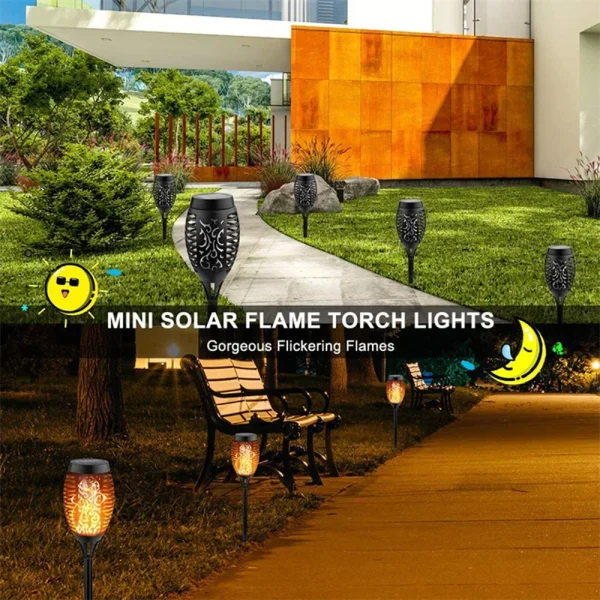 4/6pcs Flickering Flame Lamp Outdoor Solar Torch 12 LED Lights Waterproof Garden Patio RGB Home Christmas Decoration Lantern - Image 2