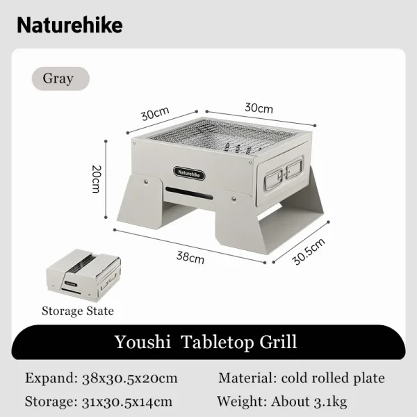 Naturehike Outdoor Camping Tabletop Grill Portable Folding Bbq Stove Travel Picnic Charcoal BBQ Stove Travel Cook Box Grill - Image 8