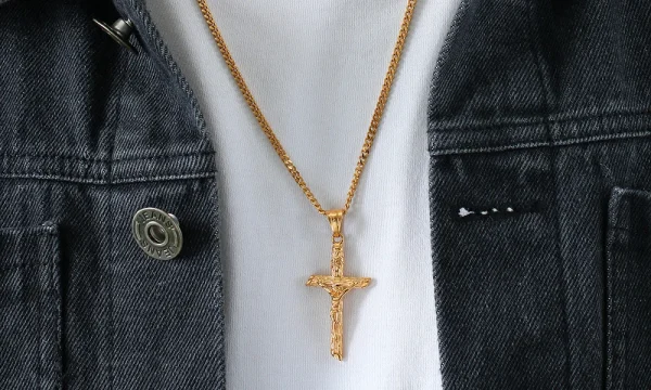 Stainless Steel Cross Necklace Catholicism Jesus Pendant Gold Color Collar Church Prayer Faith Jewelry for Men Women Gift - Image 9