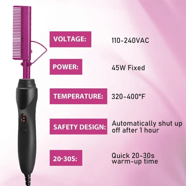 GOIPLE Electric Hot Comb Fast Heating Straightener Curling Iron Curler Brush Styling Tools for Hair Care Lace Wig Styling Set - Image 2