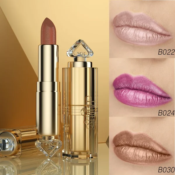 Long Lasting Finish Lipstick Pearl Shimmer Lipstick Sets Glitter Metallic Natural Light Pink Rose Peach Nude Coral Orange Colors - Image 5