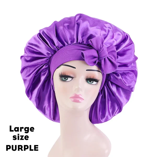 Satin Bonnets Silk Satin Bonnet Cap Night Sleep Hat Hair Bonnets For Women Large Satin Bonnet Silk Hair Wrap Stretchy Tie Band - Image 19