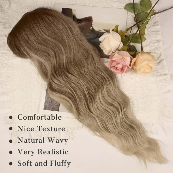 26 Inch New Long Ombre Blonde Middle Part Wavy Wig For Women, Daily Party Cosplay Halloween Christmas Use - Image 3