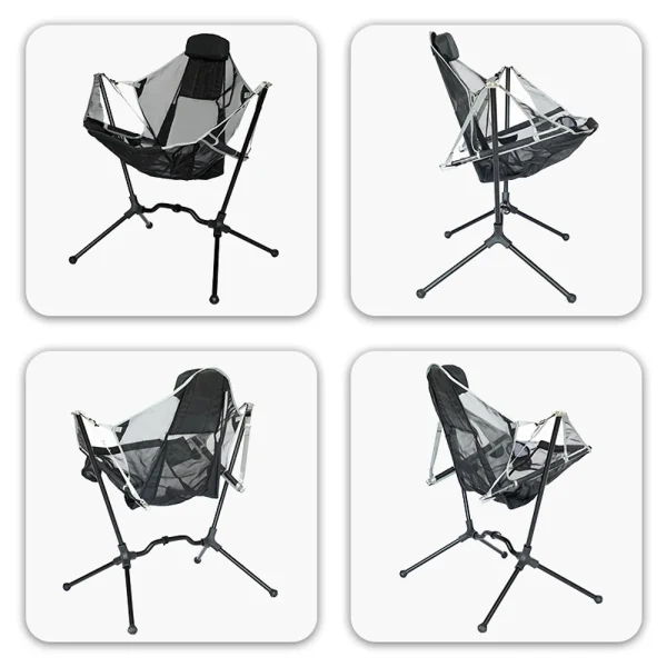 Portable outdoor camping swing rocking chair lightweight durable stable folding chair breath netting mesh seat cool summer chair - Image 3