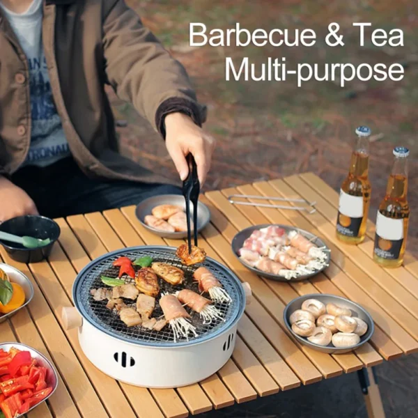 Oven Grill Charcoal Stove Set Stainless Steel Split BBQ Stove Round Non-Stick Barbecue Rack For Outdoor Camping Portable Picnic - Image 6