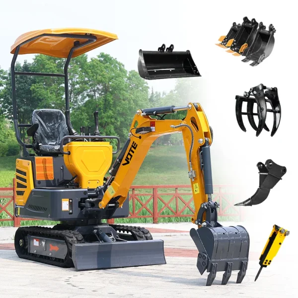 Home Use Crawler Mini Excavator Small Orchard Construction Agriculture Crusher Backhoe 1 Ton Mini Excavator 1000kg Customized