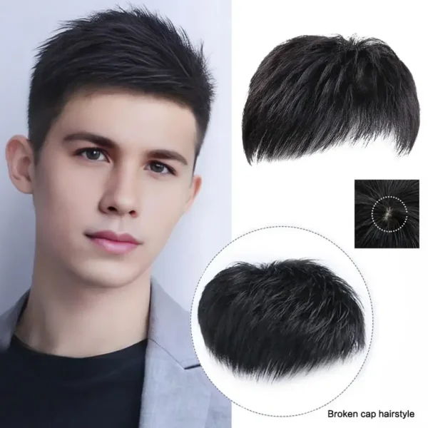 Men Hairpiece Stylish Men Wig Natural-looking Men's Synthetic Hair Wig for Spots Gray Hair Coverage Short Straight Hairpiece - Image 2