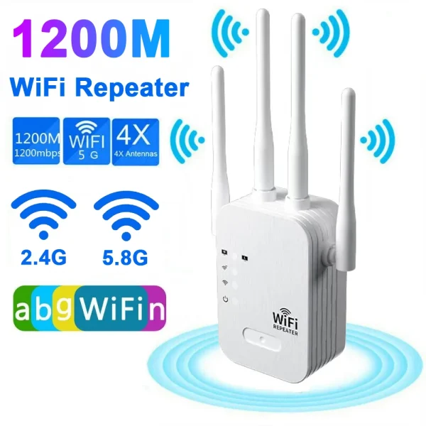 1200Mbps Wireless WiFi Repeater Booster 2.4G/5GHz Wi-Fi Signal Amplifier Extender Router Network Card Computer Accessories - Image 2