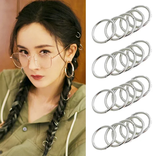 5Pcs/lot Silver Geometry Star Trees Dirty Braid Hair Ornaments Girl Charms Decoration Party Wedding Hip-Hop Hair Accessories - Image 6