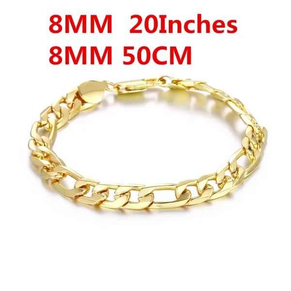 Hot Classic 8MM sideways chain 18K gold Popular brands 925 silver Necklace for Men woman fashion Jewelrys Gifts party - Image 9