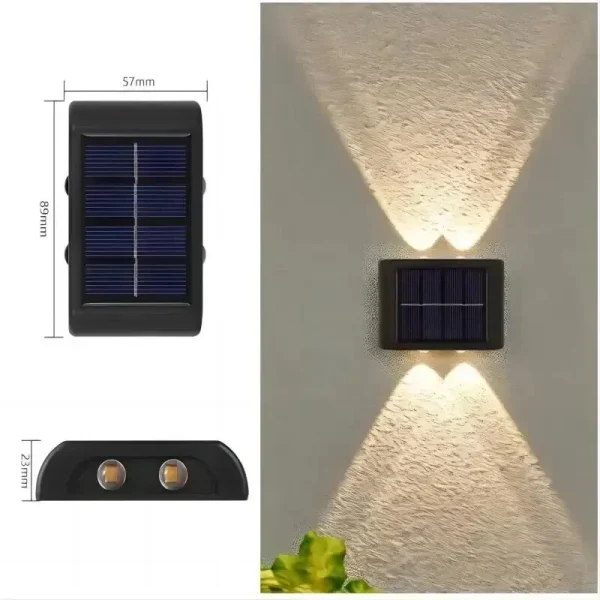 4LED Beads Up and Down Light Solar Powered Waterproof Wall Light for Courtyard Garden Carport - Image 7