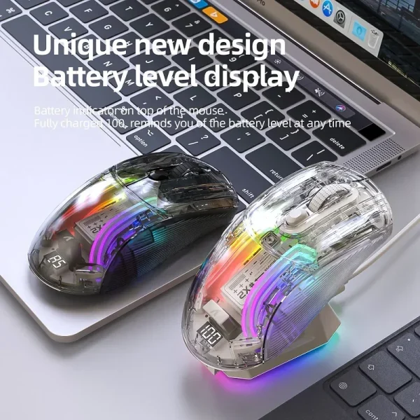 Attack Shark X2 Pro Magnetic Charging Bluetooth Mouse, Tri-Mode , RGB Lights, Transparent, Battery Indicator, Computer Phone - Image 5