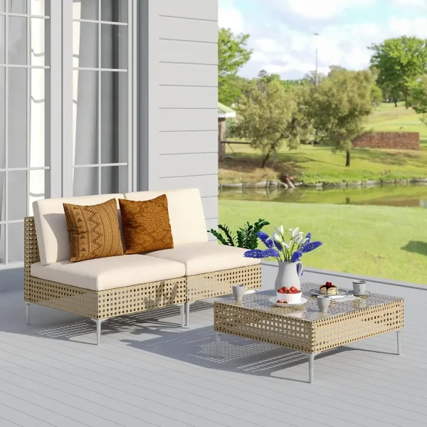 3/4/5/7-Piece Wicker Patio Furniture Set,All-Weather Outdoor Conversation Set Sectional Sofa with Water Resistant Thick Cushions - Image 9