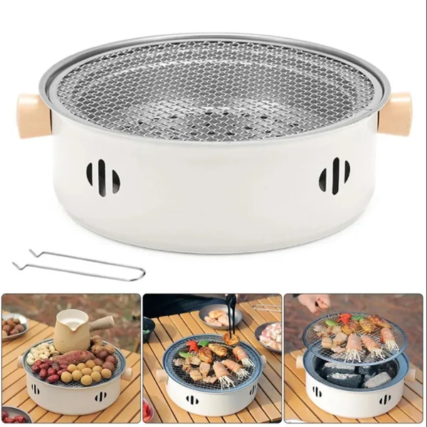 Oven Grill Charcoal Stove Set Stainless Steel Split BBQ Stove Round Non-Stick Barbecue Rack For Outdoor Camping Portable Picnic - Image 9