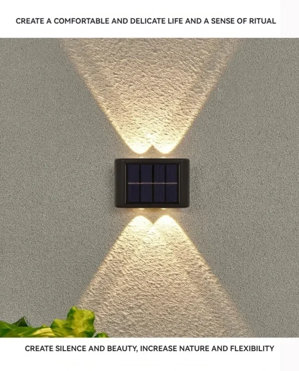 4LED Beads Up and Down Light Solar Powered Waterproof Wall Light for Courtyard Garden Carport - Image 10