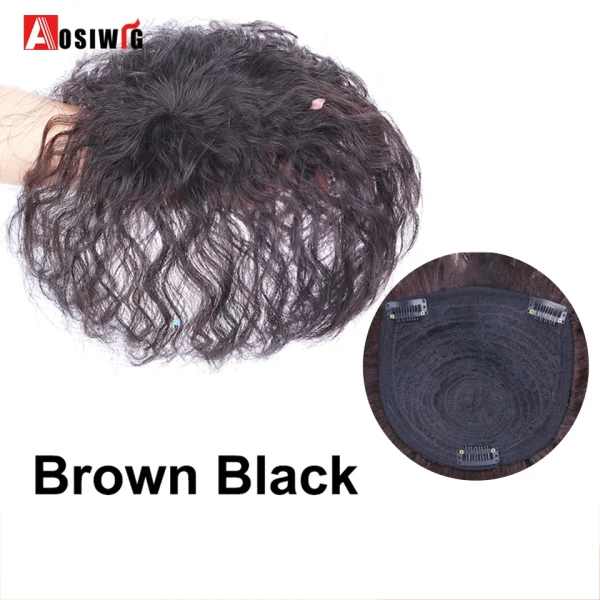 AOSI Men Fake Hair Synthetic Natural Topper Closure Hairpiece Head Top Replacement Block Suitable For Invisible Cover White Hair - Image 22