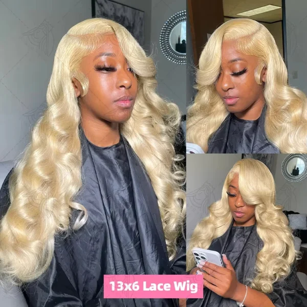 Honey blonde 613 hd lace frontal human hair wig 13x6 for women 30 inch lace front colored body wave transparent preplucked wigs - Image 4