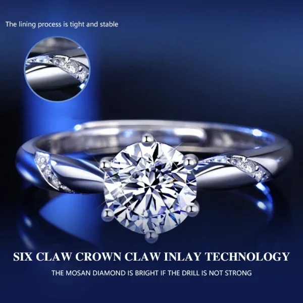 FASIFAN 100% Original Six Claw PT950 Moissanite Diamond Ring Unique Design Wedding Valentine’s Day Gift - Image 3