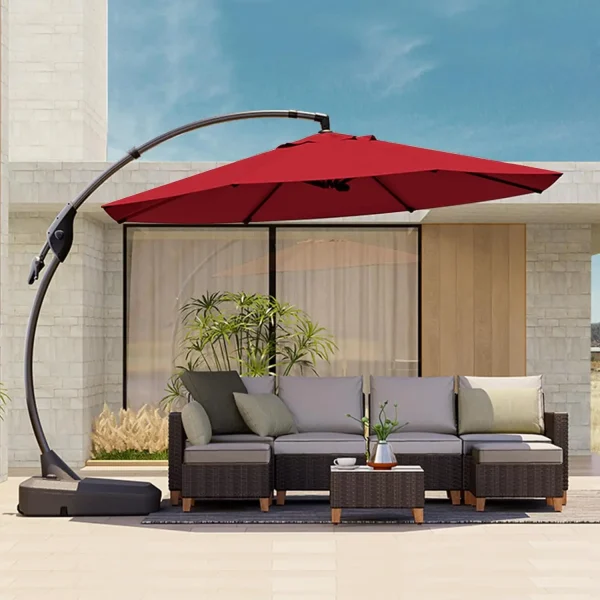 Grand patio 11FT Cantilever Umbrella with Base Outdoor Large Round Aluminum Offset Umbrella for Patio Garden Backyard ( 11 FT) - Image 9