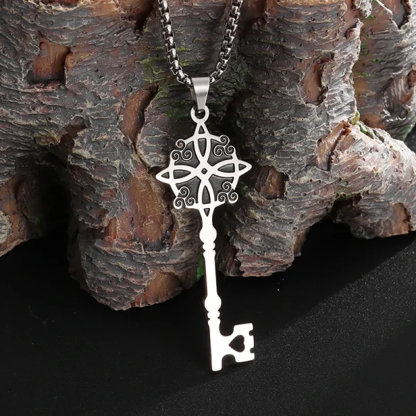 Stainless Steel Irish Witch Knot Celtic Knot Love Cross Key Pendant Necklace Couple Fashion Trend Lucky Amulet Jewelry Gift - Image 33