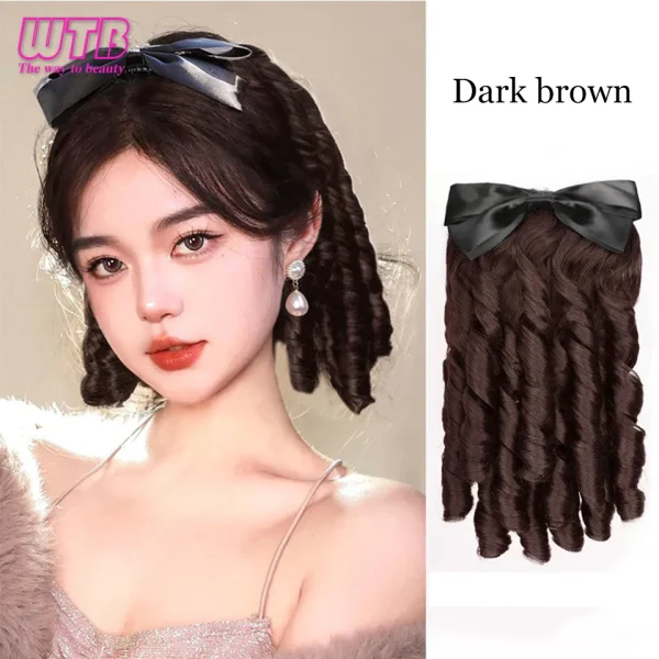 WTB Synthetic Wig Female Retro Hairstyle Roman Curly Wig Long Curly Hair Fake Ponytail Chignon Heat-resistant Wig - Image 7