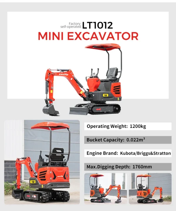 Home Tool 1.2 Ton Hydraulic Small Excavator 1200kg Agricultural Orchard 1ton Trench Digger Diesel Customized Mini Excavator - Image 15