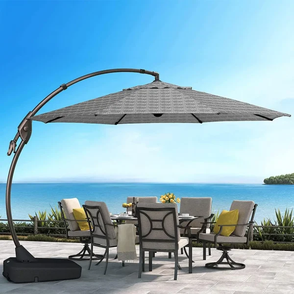 Grand patio 11FT Cantilever Umbrella with Base Outdoor Large Round Aluminum Offset Umbrella for Patio Garden Backyard ( 11 FT) - Image 8