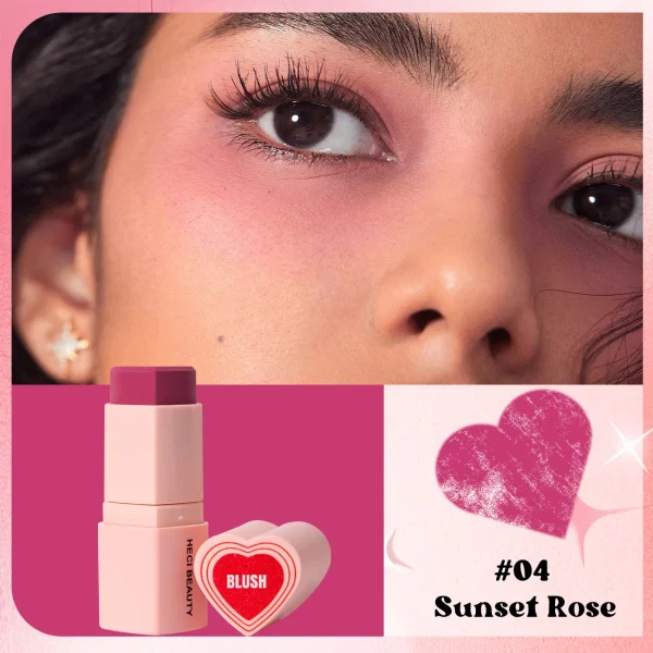 Heart Shape Vegan Creamy Blush Stick Matte Silky Waterproof Pink Blush Cream Makeup Stick High Pigment  3in1 Lip Eye Cheek Tint - Image 8