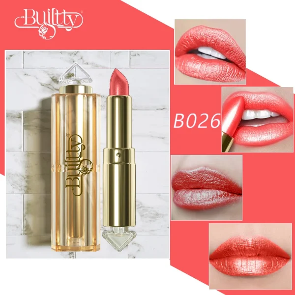 BUILTTY Korean Glitter Pearl Dropshiping Lipstick Matte Nude Color Long Lasting Waterproof Wholesale Price Red Pink Purple - Image 6