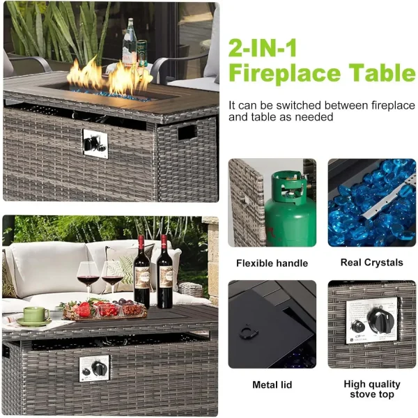 Propane Fire Pit Table with Storage, 40 in CSA Propane Fire Table Rectangular, Auto Ignition Gas Fire Pit for Outside Patio Deck - Image 11