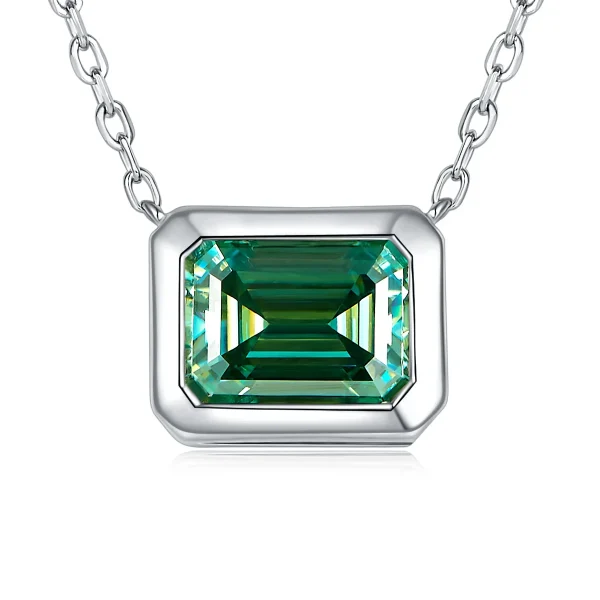 D VVS1 2CT Emerald Moissanite Pendant Necklace for Women Jewelry Plated 18K White Gold Sterling Silver Fashion Adjustable Chain - Image 7